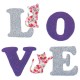 Appliqué thermocollant LOVE mauve et chats