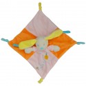 Doudou lapin orange avec hochet