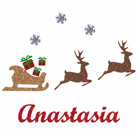 Appliqué thermocollant personnalisé traineau du père Noël