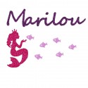 Appliqué thermocollant personnalisé sirène rose et poissons