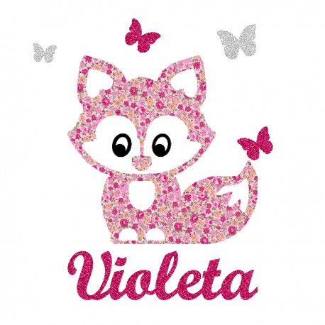 Appliqué thermocollant personnalisé petit renard rose
