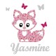 Appliqué thermocollant personnalisé petit renard rose