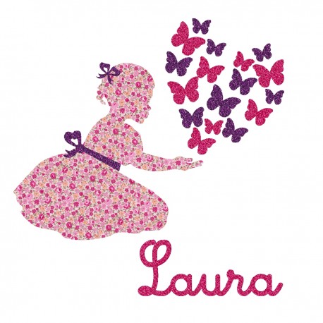 Appliqué thermocollant personnalisé enfant aux papillons