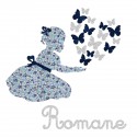 Appliqué thermocollant personnalisé fillette aux papillons