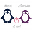 Appliqué thermocollant personnalisé famille pingouin fille