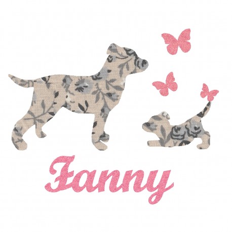 Appliqué thermocollant chien liberty gris fille
