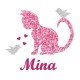Appliqué thermocollant personnalisé chat et oiseaux rose