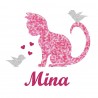 Appliqué thermocollant personnalisé chat et oiseaux rose