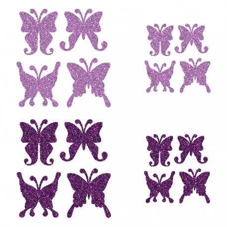 Appliqué thermocollant personnalisé lot 16 papillons mauve