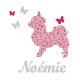 Appliqué thermocollant personnalisé chien et papillons rose