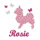 Appliqué thermocollant personnalisé chien et papillons rose