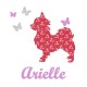 Appliqué thermocollant personnalisé chien et papillons rouge
