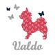 Appliqué thermocollant personnalisé chien et papillons rouge