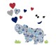Appliqué thermocollant personnalisé hippopotame liberty et cœurs garçon