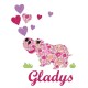 Appliqué thermocollant personnalisé hippopotame liberty et cœurs fille