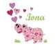 Appliqué thermocollant personnalisé hippopotame liberty et cœurs fille