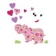 Appliqué thermocollant personnalisé hippopotame liberty et cœurs fille