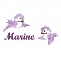 Appliqué thermocollant personnalisé oiseaux liberty mauve