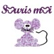 Appliqué thermocollant souris moi mauve