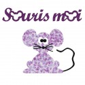 Appliqué thermocollant souris moi mauve