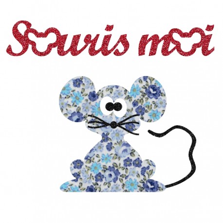 Appliqué thermocollant souris moi bleu