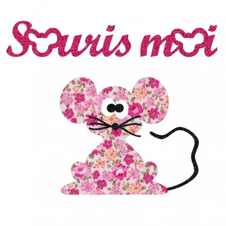 Appliqué thermocollant souris moi rose