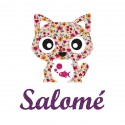 Appliqué thermocollant personnalisé chat en liberty et poisson en flex pailleté