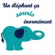 Appliqué thermocollant éléphant qui souris en flex pailleté bleu