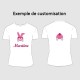 Appliqué thermocollant personnalisé lapin couché en tissu liberty rose et flex pailleté