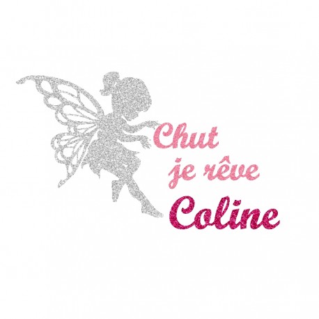 Appliqué thermocollant personnalisé fée rêve flex pailleté argenté