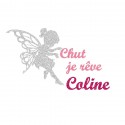 Appliqué thermocollant personnalisé fée rêve flex pailleté argenté