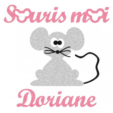 Appliqué thermocollant personnalisé souris moi rose en flex pailletéailletéailleté