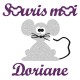 Appliqué thermocollant personnalisé souris moi mauve en flex pailleté