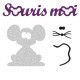 Appliqué thermocollant personnalisé souris moi mauve en flex pailleté