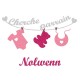 Appliqué thermocollant personnalisé bébé cherche parrain rose en flex pailleté