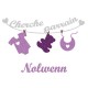 Appliqué thermocollant personnalisé bébé cherche parrain mauve en flex pailleté