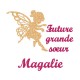 Appliqué thermocollant personnalisé future grande soeur flex pailleté doré et fushia