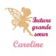 Appliqué thermocollant personnalisé future grande soeur flex pailleté doré et fushia