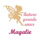 Appliqué thermocollant personnalisé future grande soeur flex pailleté doré et rose