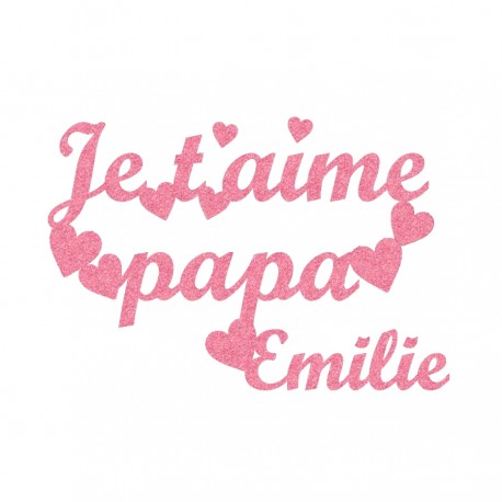 Appliqué thermocollant fête des pères en flex pailleté fille