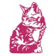 Appliqué thermocollant chat assis rose en flex pailleté