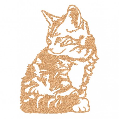 Appliqué thermocollant chat assis en flex pailleté brun ou beige