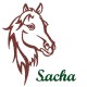Appliqué thermocollant personnalisé profil cheval en flex pailleté brun