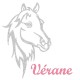 Appliqué thermocollant personnalisé profil cheval en flex pailleté argenté