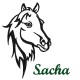 Appliqué thermocollant personnalisé profil cheval en flex pailleté noir