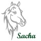 Appliqué thermocollant personnalisé profil cheval en flex pailleté gris