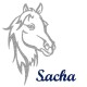 Appliqué thermocollant personnalisé profil cheval en flex pailleté gris