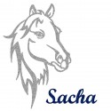 Appliqué thermocollant personnalisé profil cheval en flex pailleté gris