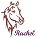 Appliqué thermocollant personnalisé profil cheval en flex pailleté marron