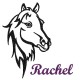 Appliqué thermocollant personnalisé profil cheval noir en flex pailleté